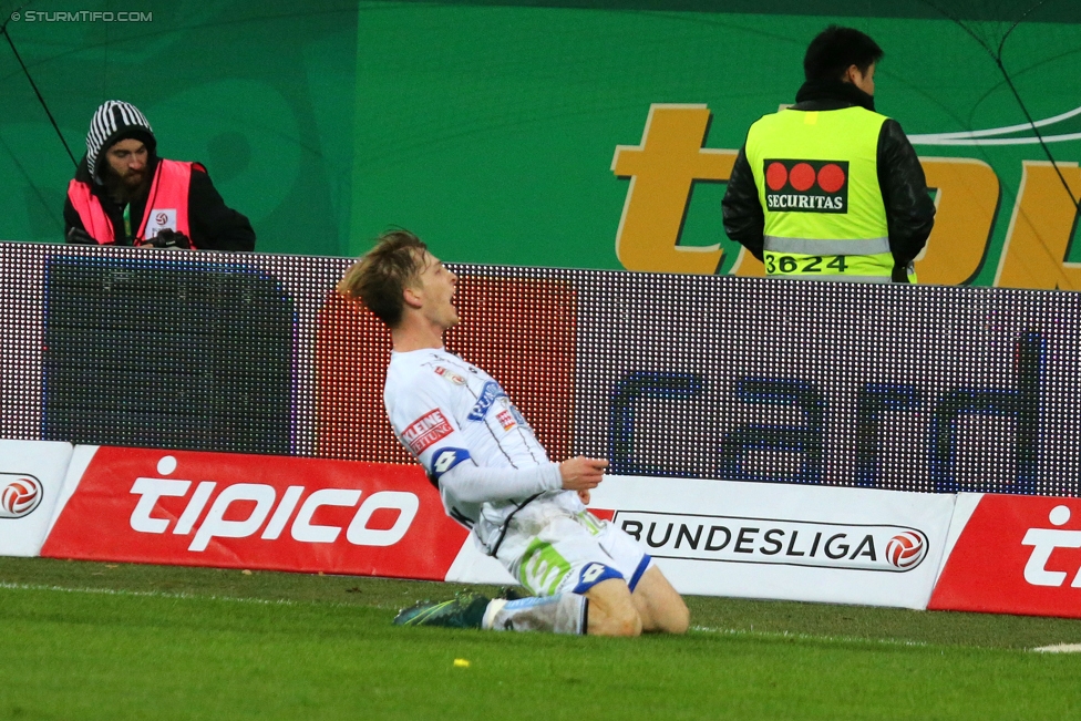 Rapid Wien - Sturm Graz
Oesterreichische Fussball Bundesliga, 16. Runde, SK Rapid Wien - SK Sturm Graz, Weststadion Wien, 27.11.2016. 

Foto zeigt Marc Andre Schmerboeck (Sturm)
Schlüsselwörter: torjubel