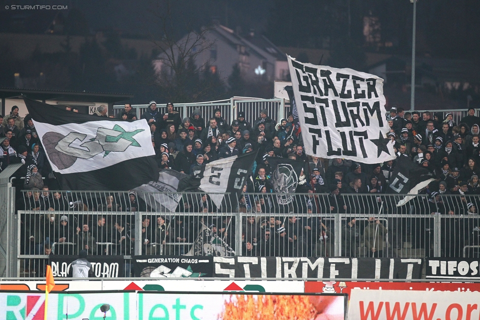 Wolfsberg - Sturm Graz
Oesterreichische Fussball Bundesliga, 18. Runde, Wolfsberger AC - SK Sturm Graz, Lavanttal Arena Wolfsberg, 04.12.2016. 

Foto zeigt Fans von Sturm
