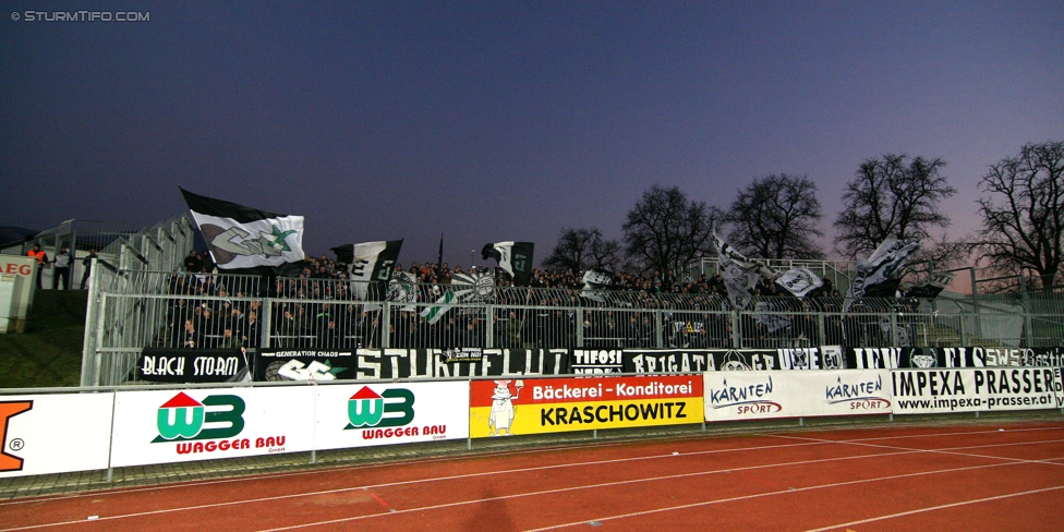 Wolfsberg - Sturm Graz
Oesterreichische Fussball Bundesliga, 18. Runde, Wolfsberger AC - SK Sturm Graz, Lavanttal Arena Wolfsberg, 04.12.2016. 

Foto zeigt Fans von Sturm
