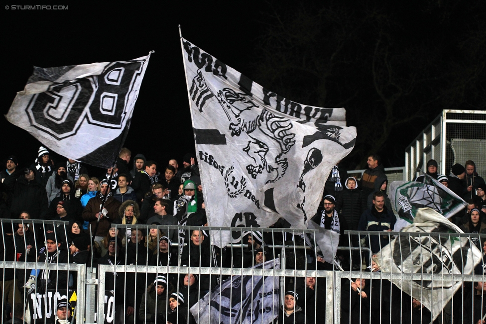 Wolfsberg - Sturm Graz
Oesterreichische Fussball Bundesliga, 18. Runde, Wolfsberger AC - SK Sturm Graz, Lavanttal Arena Wolfsberg, 04.12.2016. 

Foto zeigt Fans von Sturm
