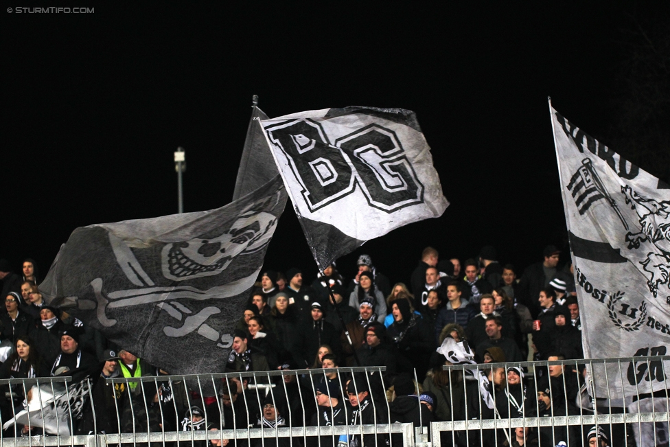 Wolfsberg - Sturm Graz
Oesterreichische Fussball Bundesliga, 18. Runde, Wolfsberger AC - SK Sturm Graz, Lavanttal Arena Wolfsberg, 04.12.2016. 

Foto zeigt Fans von Sturm
