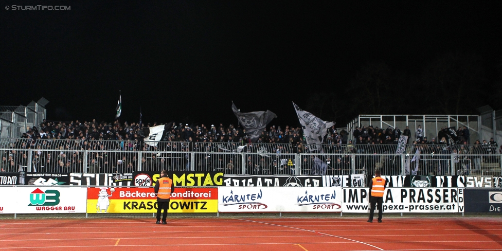 Wolfsberg - Sturm Graz
Oesterreichische Fussball Bundesliga, 18. Runde, Wolfsberger AC - SK Sturm Graz, Lavanttal Arena Wolfsberg, 04.12.2016. 

Foto zeigt Fans von Sturm
