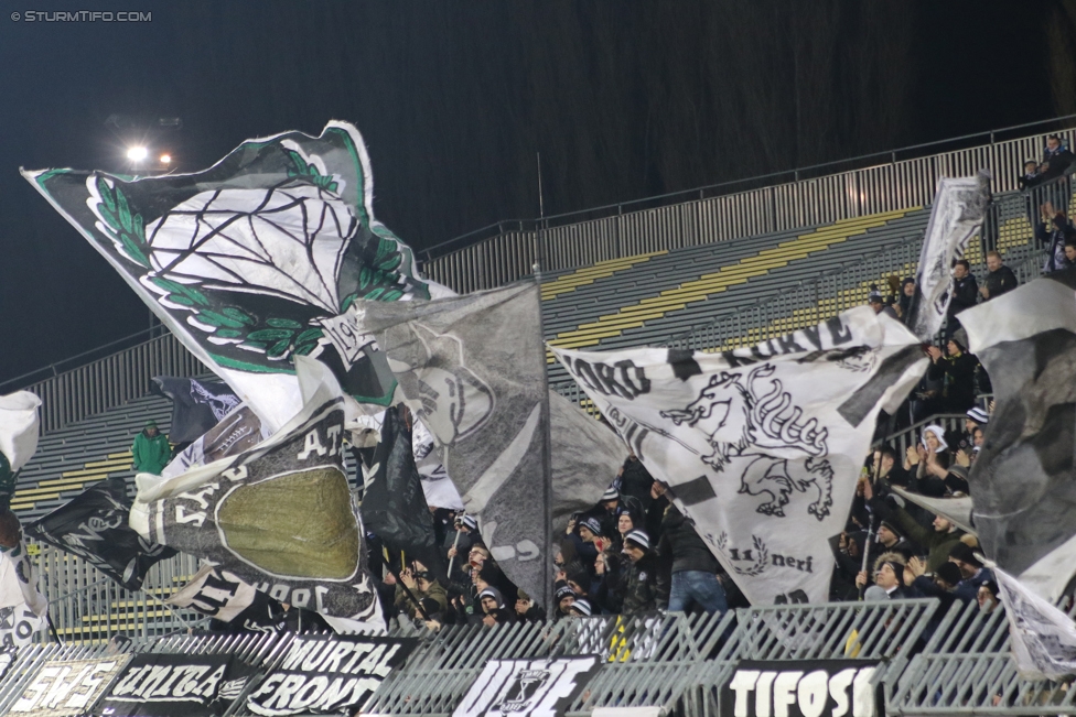 Mattersburg - Sturm Graz
Oesterreichische Fussball Bundesliga, 19. Runde, SV Mattersburg - SK Sturm Graz, Pappelstadion Mattersburg, 11.02.2017. 

Foto zeigt Fans von Sturm
