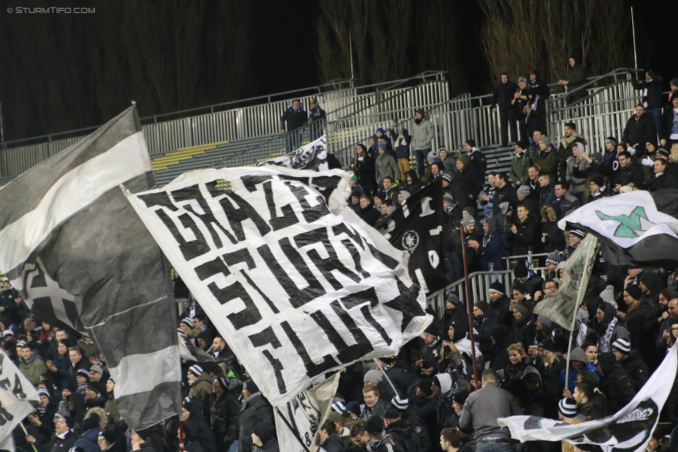 Mattersburg - Sturm Graz
Oesterreichische Fussball Bundesliga, 19. Runde, SV Mattersburg - SK Sturm Graz, Pappelstadion Mattersburg, 11.02.2017. 

Foto zeigt Fans von Sturm
