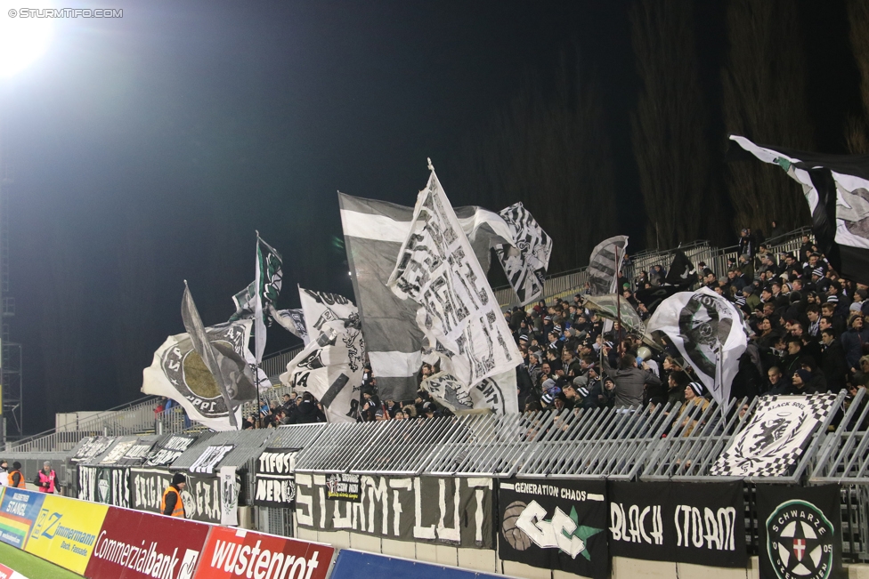 Mattersburg - Sturm Graz
Oesterreichische Fussball Bundesliga, 19. Runde, SV Mattersburg - SK Sturm Graz, Pappelstadion Mattersburg, 11.02.2017. 

Foto zeigt Fans von Sturm
