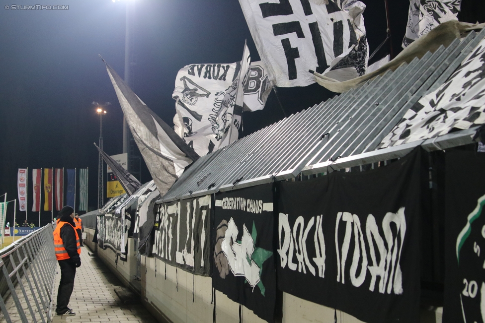 Mattersburg - Sturm Graz
Oesterreichische Fussball Bundesliga, 19. Runde, SV Mattersburg - SK Sturm Graz, Pappelstadion Mattersburg, 11.02.2017. 

Foto zeigt Fans von Sturm
