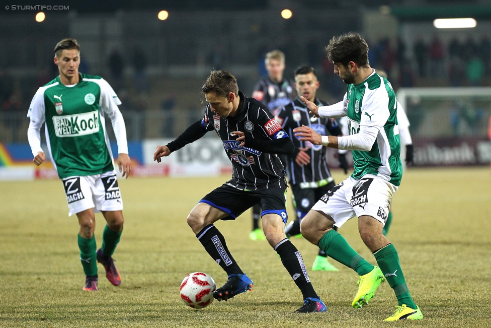 Mattersburg - Sturm Graz
Oesterreichische Fussball Bundesliga, 19. Runde, SV Mattersburg - SK Sturm Graz, Pappelstadion Mattersburg, 11.02.2017. 

Foto zeigt Stefan Hierlaender (Sturm)
