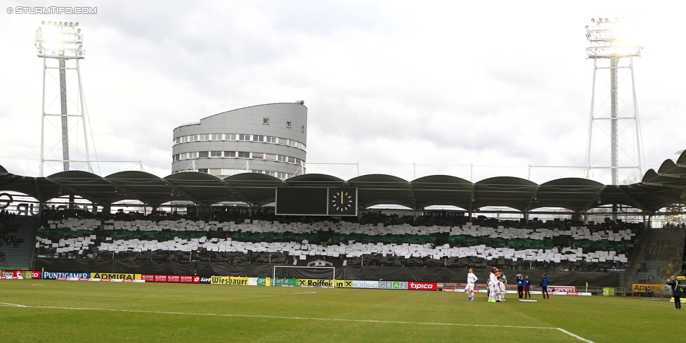 Sturm Graz - Austria Wien
Oesterreichische Fussball Bundesliga, 20. Runde, SK Sturm Graz - FK Austria Wien, Stadion Liebenau Graz, 18.02.2017. 

Foto zeigt Fans von Sturm mit einer Choreografie
