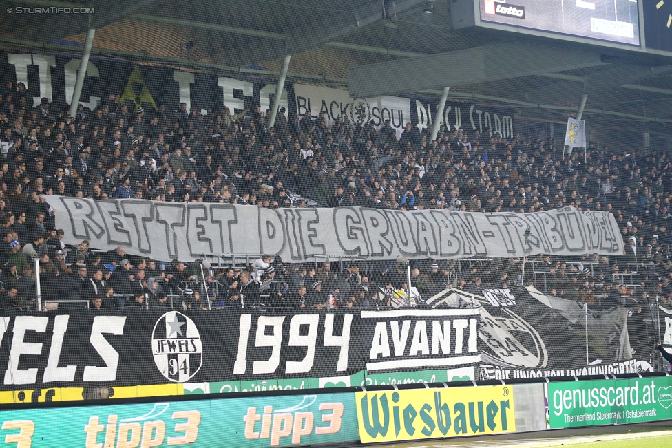 Sturm Graz - Austria Wien
Oesterreichische Fussball Bundesliga, 20. Runde, SK Sturm Graz - FK Austria Wien, Stadion Liebenau Graz, 18.02.2017. 

Foto zeigt Fans von Sturm mit einem Spruchband
