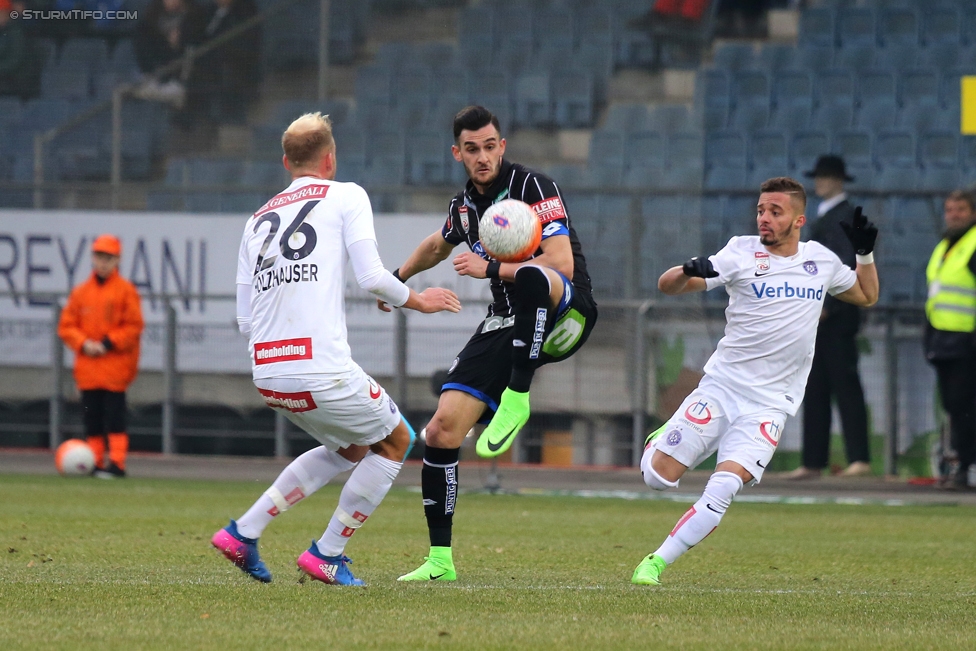 Sturm Graz - Austria Wien
Oesterreichische Fussball Bundesliga, 20. Runde, SK Sturm Graz - FK Austria Wien, Stadion Liebenau Graz, 18.02.2017. 

Foto zeigt Raphael Holzhauser (Austria) und Charalampos Lykogiannis (Sturm)
