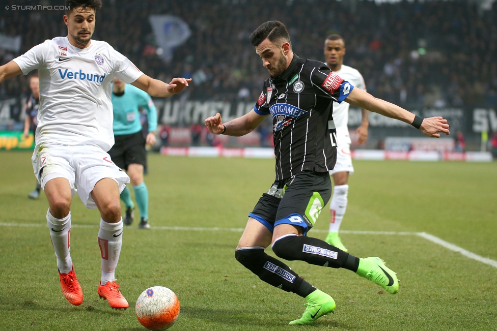 Sturm Graz - Austria Wien
Oesterreichische Fussball Bundesliga, 20. Runde, SK Sturm Graz - FK Austria Wien, Stadion Liebenau Graz, 18.02.2017. 

Foto zeigt Charalampos Lykogiannis (Sturm)
