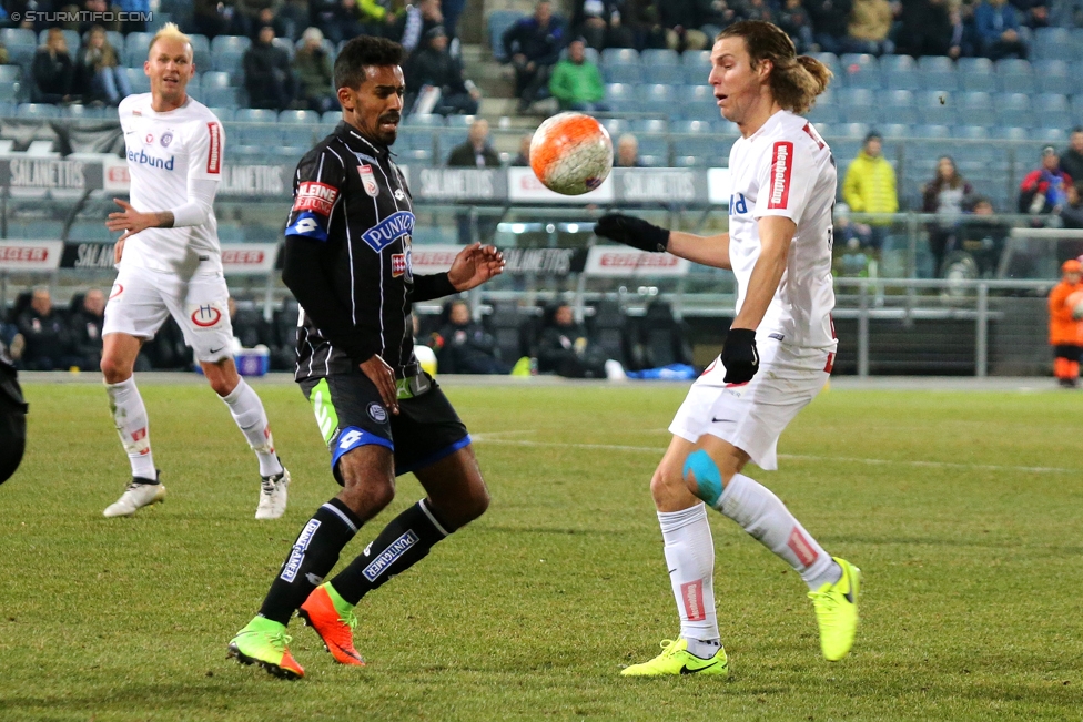 Sturm Graz - Austria Wien
Oesterreichische Fussball Bundesliga, 20. Runde, SK Sturm Graz - FK Austria Wien, Stadion Liebenau Graz, 18.02.2017. 

Foto zeigt Seifedin Chabbi (Sturm) und Lukas Rotpuller (Austria)
