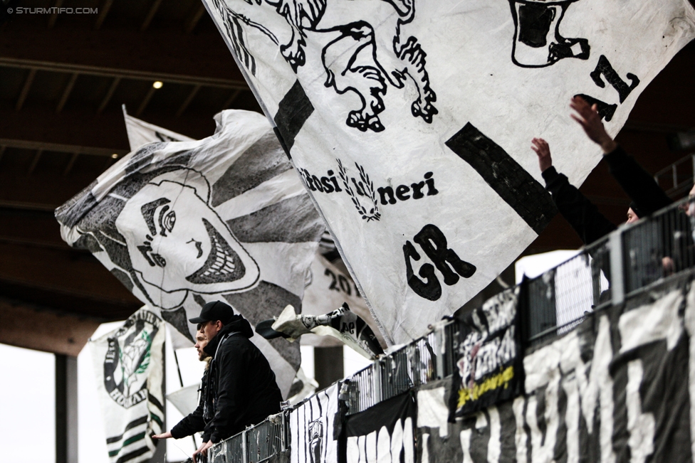 St. Poelten - Sturm Graz
Oesterreichische Fussball Bundesliga, 21. Runde, SKN St. Poelten - SK Sturm Graz, Arena St. Poelten, 26.02.2017. 

Foto zeigt Fans von Sturm
