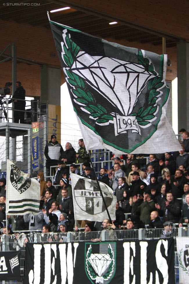 St. Poelten - Sturm Graz
Oesterreichische Fussball Bundesliga, 21. Runde, SKN St. Poelten - SK Sturm Graz, Arena St. Poelten, 26.02.2017. 

Foto zeigt Fans von Sturm
