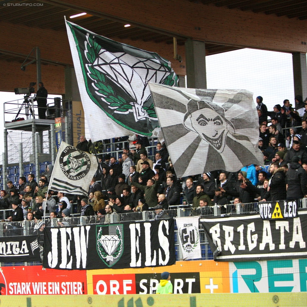 St. Poelten - Sturm Graz
Oesterreichische Fussball Bundesliga, 21. Runde, SKN St. Poelten - SK Sturm Graz, Arena St. Poelten, 26.02.2017. 

Foto zeigt Fans von Sturm
