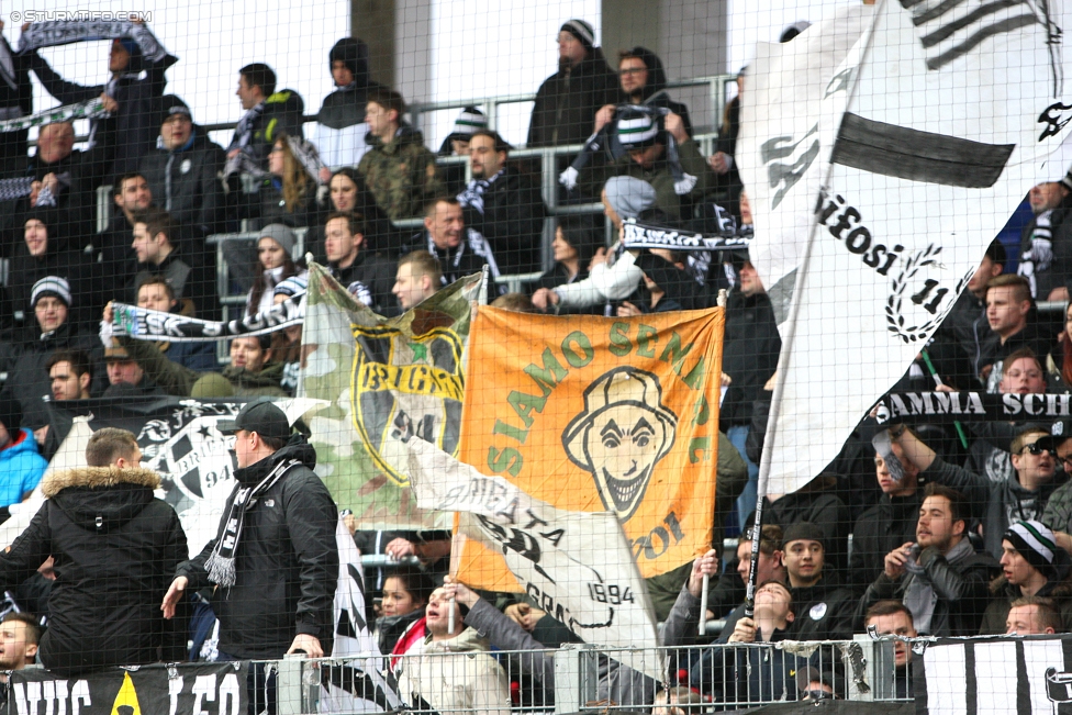 St. Poelten - Sturm Graz
Oesterreichische Fussball Bundesliga, 21. Runde, SKN St. Poelten - SK Sturm Graz, Arena St. Poelten, 26.02.2017. 

Foto zeigt Fans von Sturm
