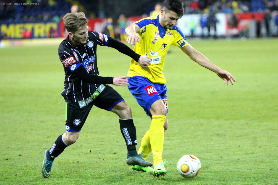 St. Poelten - Sturm Graz
Oesterreichische Fussball Bundesliga, 21. Runde, SKN St. Poelten - SK Sturm Graz, Arena St. Poelten, 26.02.2017. 

Foto zeigt Marc Andre Schmerboeck (Sturm)
