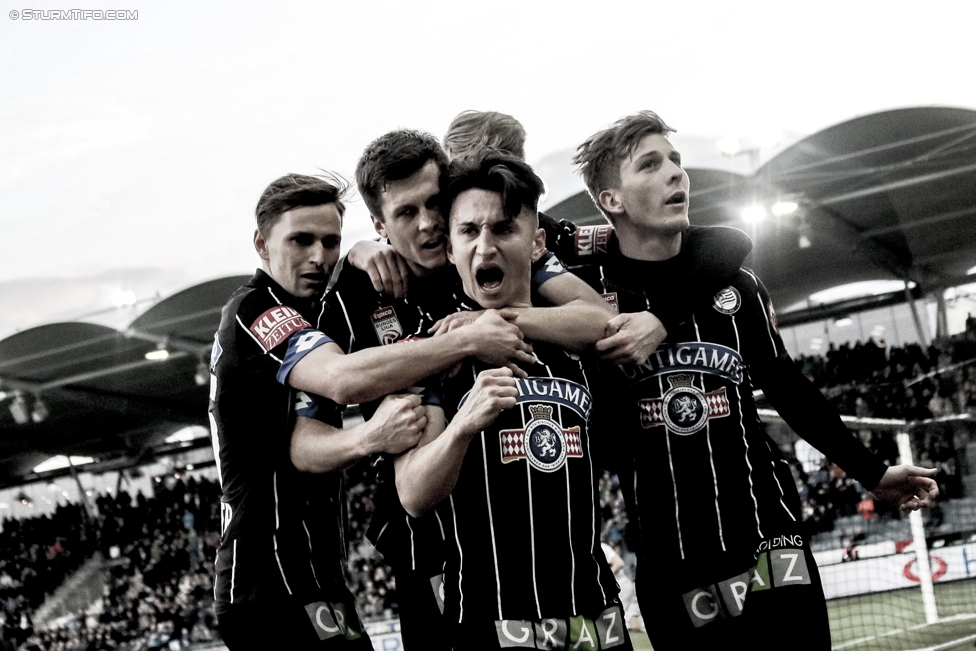 Sturm Graz - Altach
Oesterreichische Fussball Bundesliga, 22. Runde, SK Sturm Graz - SC Rheindorf Altach, Stadion Liebenau Graz, 04.03.2017. 

Foto zeigt Stefan Hierlaender (Sturm), Deni Alar (Sturm), Baris Atik (Sturm) und Marc Andre Schmerboeck (Sturm)
Schlüsselwörter: torjubel