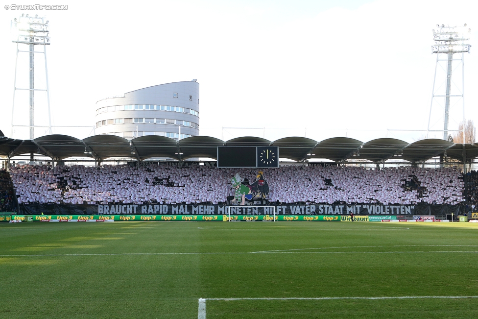 Sturm Graz - Rapid Wien
Oesterreichische Fussball Bundesliga, 23. Runde, SK Sturm Graz - SK Rapid Wien, Stadion Liebenau Graz, 12.03.2017. 

Foto zeigt Fans von Sturm mit einer Choreografie
