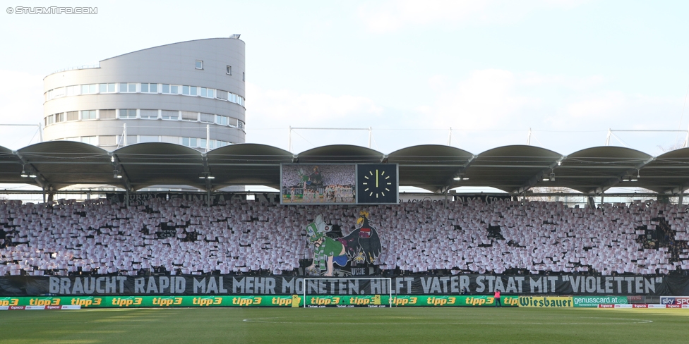 Sturm Graz - Rapid Wien
Oesterreichische Fussball Bundesliga, 23. Runde, SK Sturm Graz - SK Rapid Wien, Stadion Liebenau Graz, 12.03.2017. 

Foto zeigt Fans von Sturm mit einer Choreografie
