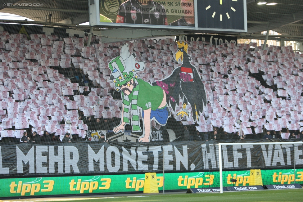 Sturm Graz - Rapid Wien
Oesterreichische Fussball Bundesliga, 23. Runde, SK Sturm Graz - SK Rapid Wien, Stadion Liebenau Graz, 12.03.2017. 

Foto zeigt Fans von Sturm mit einer Choreografie
