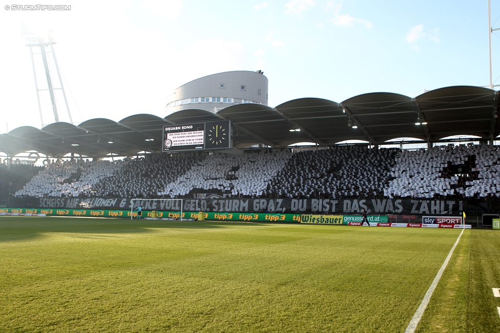 Sturm Graz - Rapid Wien
Oesterreichische Fussball Bundesliga, 23. Runde, SK Sturm Graz - SK Rapid Wien, Stadion Liebenau Graz, 12.03.2017. 

Foto zeigt Fans von Sturm mit einer Choreografie
