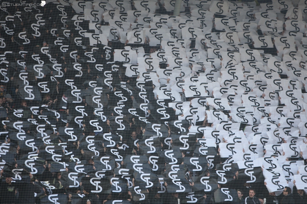 Sturm Graz - Rapid Wien
Oesterreichische Fussball Bundesliga, 23. Runde, SK Sturm Graz - SK Rapid Wien, Stadion Liebenau Graz, 12.03.2017. 

Foto zeigt Fans von Sturm mit einer Choreografie
