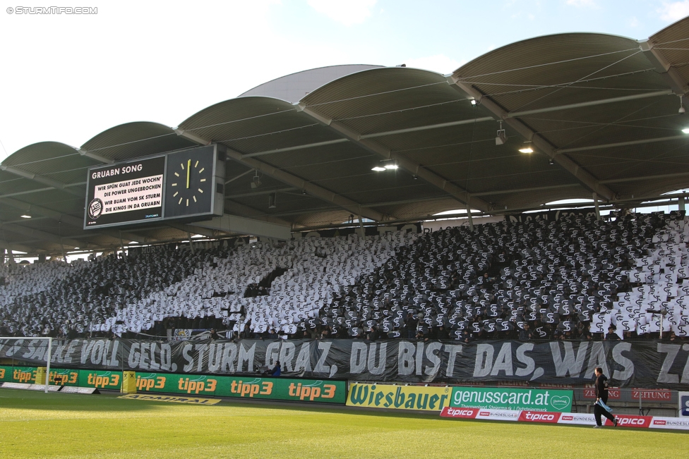 Sturm Graz - Rapid Wien
Oesterreichische Fussball Bundesliga, 23. Runde, SK Sturm Graz - SK Rapid Wien, Stadion Liebenau Graz, 12.03.2017. 

Foto zeigt Fans von Sturm mit einer Choreografie
