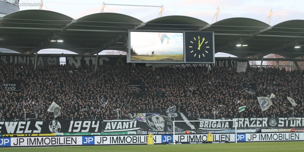 Sturm Graz - Rapid Wien
Oesterreichische Fussball Bundesliga, 23. Runde, SK Sturm Graz - SK Rapid Wien, Stadion Liebenau Graz, 12.03.2017. 

Foto zeigt Fans von Sturm
