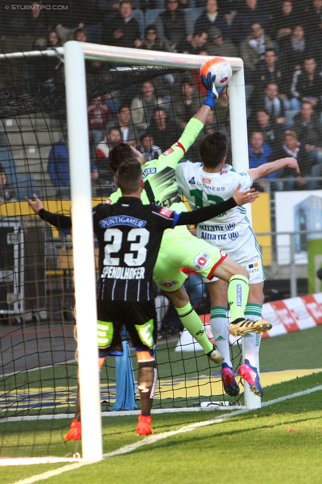 Sturm Graz - Rapid Wien
Oesterreichische Fussball Bundesliga, 23. Runde, SK Sturm Graz - SK Rapid Wien, Stadion Liebenau Graz, 12.03.2017. 

Foto zeigt Lukas Spendlhofer (Sturm), Christian Gratzei (Sturm) und Giorgi Kvilitaia (Rapid)
