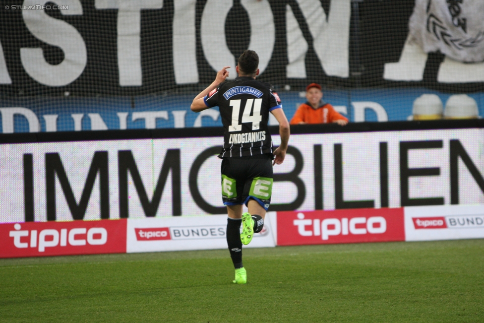 Sturm Graz - Rapid Wien
Oesterreichische Fussball Bundesliga, 23. Runde, SK Sturm Graz - SK Rapid Wien, Stadion Liebenau Graz, 12.03.2017. 

Foto zeigt Charalampos Lykogiannis (Sturm)
Schlüsselwörter: torjubel