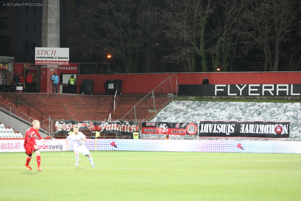 Admira Wacker - Sturm Graz
Oesterreichische Fussball Bundesliga, 24. Runde, FC Admira Wacker Moedling - SK Sturm Graz, Stadion Suedstadt Maria Enzersdorf, 18.03.2017. 

Foto zeigt Fans der Admira
Schlüsselwörter: protest