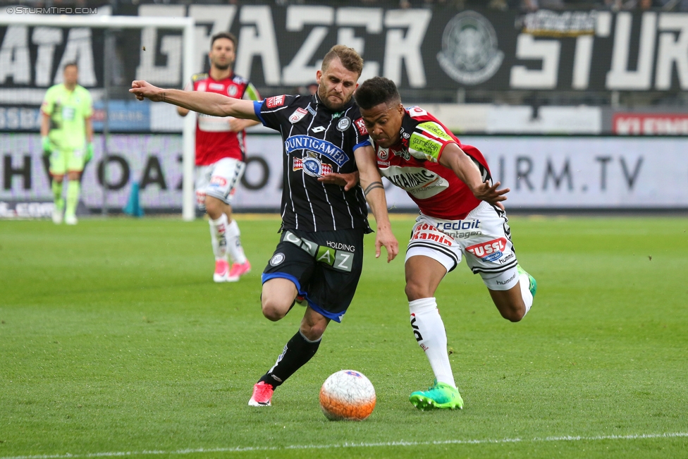 Sturm Graz - Ried
Oesterreichische Fussball Bundesliga, 29. Runde, SK Sturm Graz - SV Ried, Stadion Liebenau Graz, 15.04.2017. 

Foto zeigt Philipp Huspek (Sturm) und Ronny Marcos (Ried)
