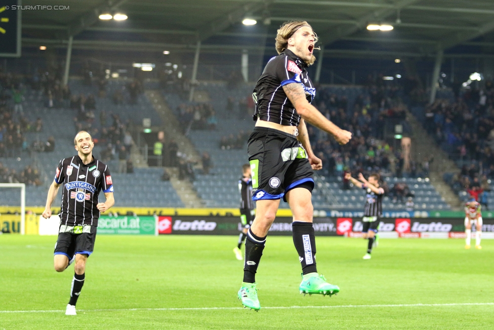 Sturm Graz - Ried
Oesterreichische Fussball Bundesliga, 29. Runde, SK Sturm Graz - SV Ried, Stadion Liebenau Graz, 15.04.2017. 

Foto zeigt Philipp Zulechner (Sturm)
Schlüsselwörter: torjubel