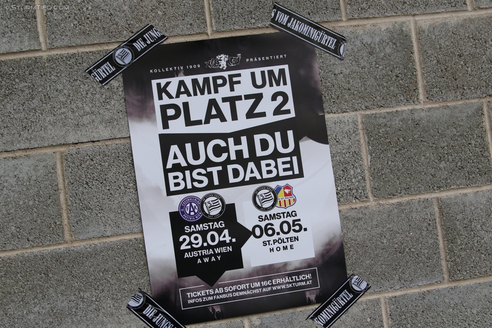 Sturm Graz - Mattersburg
Oesterreichische Fussball Bundesliga, 30. Runde, SK Sturm Graz - SV Mattersburg, Stadion Liebenau Graz, 22.04.2017. 

Foto zeigt ein Plakat
