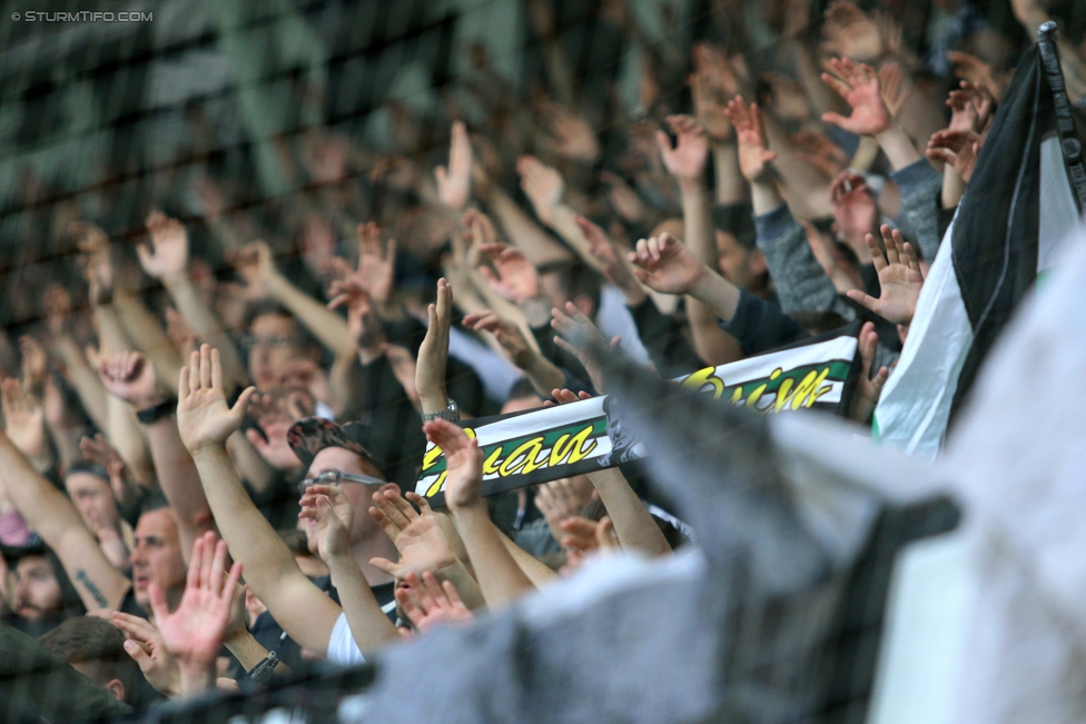 Sturm Graz - St. Poelten
Oesterreichische Fussball Bundesliga, 32. Runde, SK Sturm Graz - SKN St. Poelten, Stadion Liebenau Graz, 06.05.2017. 

Foto zeigt Fans von Sturm
