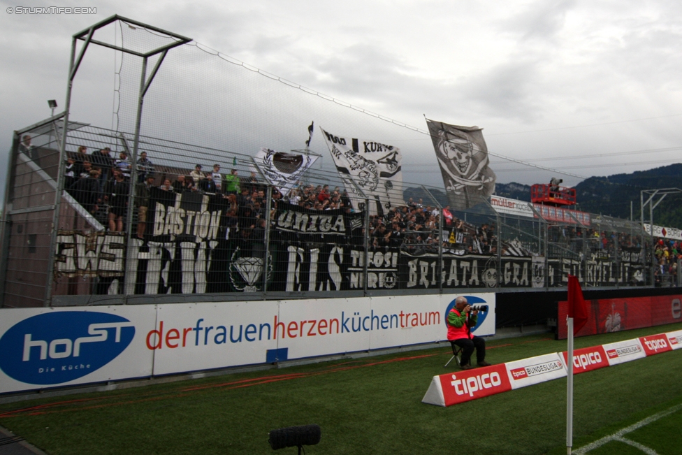 Altach - Sturm Graz
Oesterreichische Fussball Bundesliga, 33. Runde, SC Rheindorf Altach - SK Sturm Graz, Stadion Schnabelholz Altach, 14.05.2017. 

Foto zeigt Fans von Sturm
