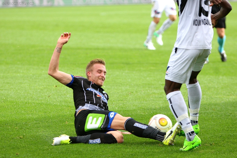 Altach - Sturm Graz
Oesterreichische Fussball Bundesliga, 33. Runde, SC Rheindorf Altach - SK Sturm Graz, Stadion Schnabelholz Altach, 14.05.2017. 

Foto zeigt James Jeggo (Sturm)
