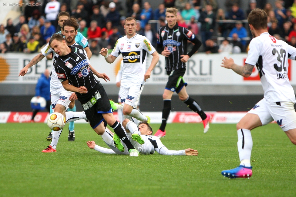 Altach - Sturm Graz
Oesterreichische Fussball Bundesliga, 33. Runde, SC Rheindorf Altach - SK Sturm Graz, Stadion Schnabelholz Altach, 14.05.2017. 

Foto zeigt Stefan Hierlaender (Sturm)
