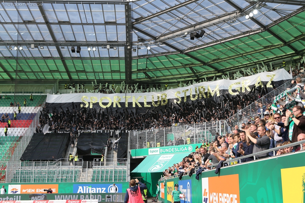 Rapid Wien - Sturm Graz
Oesterreichische Fussball Bundesliga, 34. Runde, SK Rapid Wien - SK Sturm Graz, Weststadion Wien, 21.05.2017. 

Foto zeigt Fans von Sturm mit einer Choreografie
