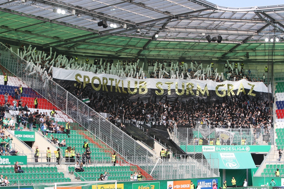 Rapid Wien - Sturm Graz
Oesterreichische Fussball Bundesliga, 34. Runde, SK Rapid Wien - SK Sturm Graz, Weststadion Wien, 21.05.2017. 

Foto zeigt Fans von Sturm mit einer Choreografie
