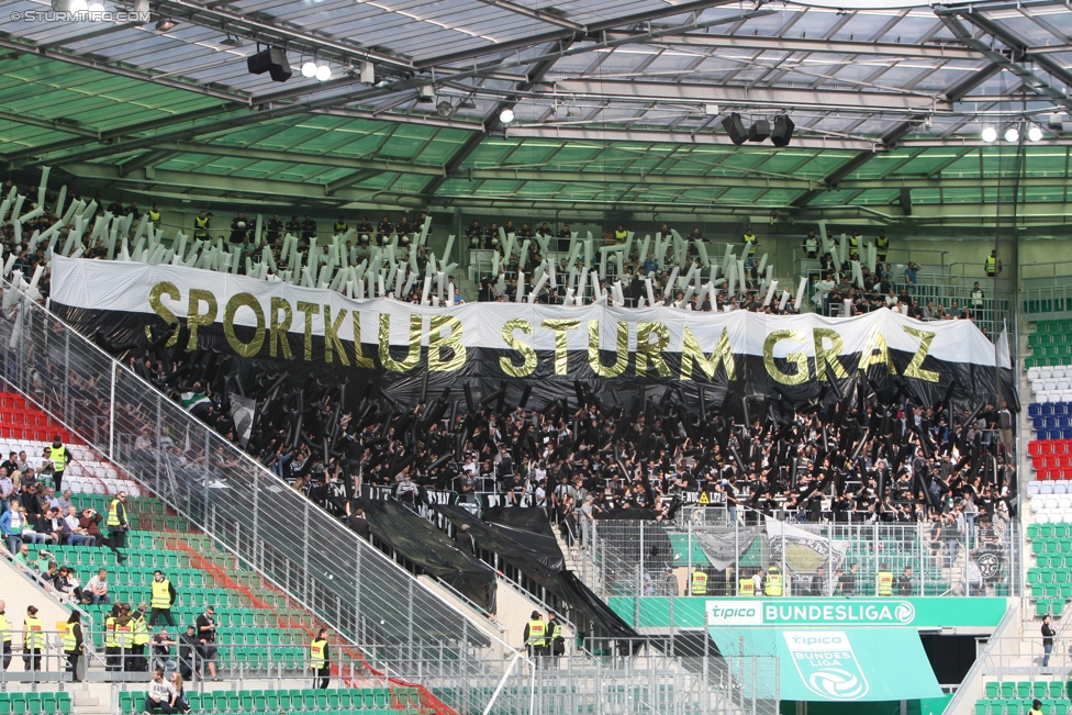 Rapid Wien - Sturm Graz
Oesterreichische Fussball Bundesliga, 34. Runde, SK Rapid Wien - SK Sturm Graz, Weststadion Wien, 21.05.2017. 

Foto zeigt Fans von Sturm mit einer Choreografie
