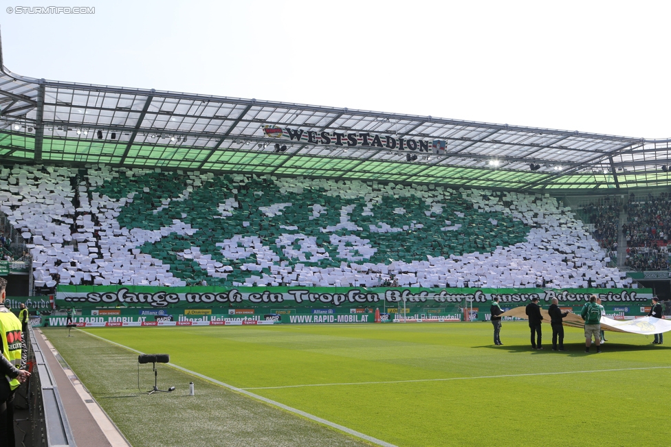 Rapid Wien - Sturm Graz
Oesterreichische Fussball Bundesliga, 34. Runde, SK Rapid Wien - SK Sturm Graz, Weststadion Wien, 21.05.2017. 

Foto zeigt Fans von Rapid mit einer Choreografie
