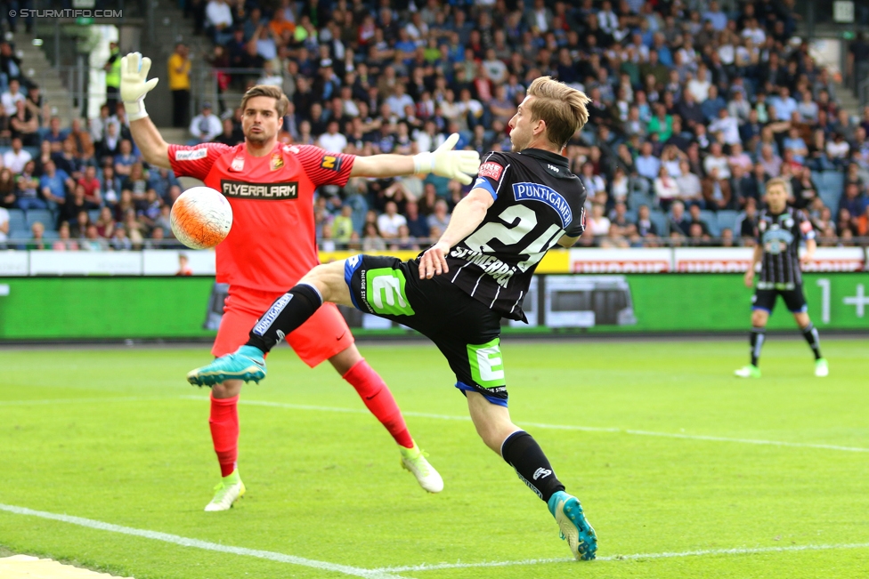 Sturm Graz - Admira Wacker
Oesterreichische Fussball Bundesliga, 35. Runde, SK Sturm Graz - FC Admira Wacker Moedling, Stadion Liebenau Graz, 25.05.2017. 

Foto zeigt Andreas Leitner (Admira) und Marc Andre Schmerboeck (Sturm)
