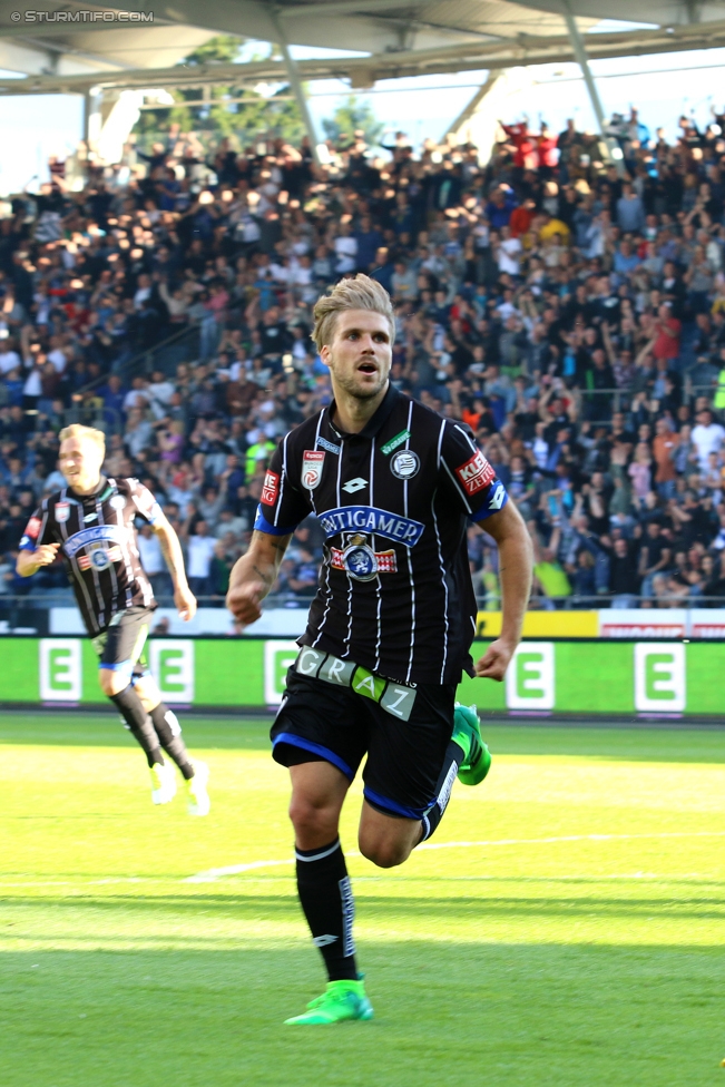 Sturm Graz - Admira Wacker
Oesterreichische Fussball Bundesliga, 35. Runde, SK Sturm Graz - FC Admira Wacker Moedling, Stadion Liebenau Graz, 25.05.2017. 

Foto zeigt Philipp Zulechner (Sturm)
Schlüsselwörter: torjubel