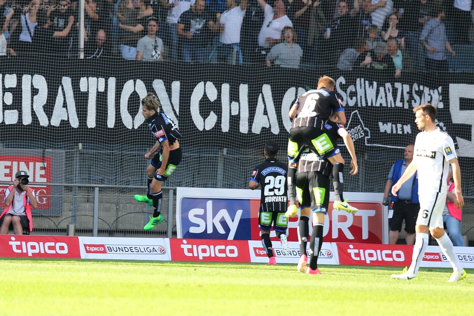 Sturm Graz - Admira Wacker
Oesterreichische Fussball Bundesliga, 35. Runde, SK Sturm Graz - FC Admira Wacker Moedling, Stadion Liebenau Graz, 25.05.2017. 

Foto zeigt Philipp Zulechner (Sturm)
Schlüsselwörter: torjubel