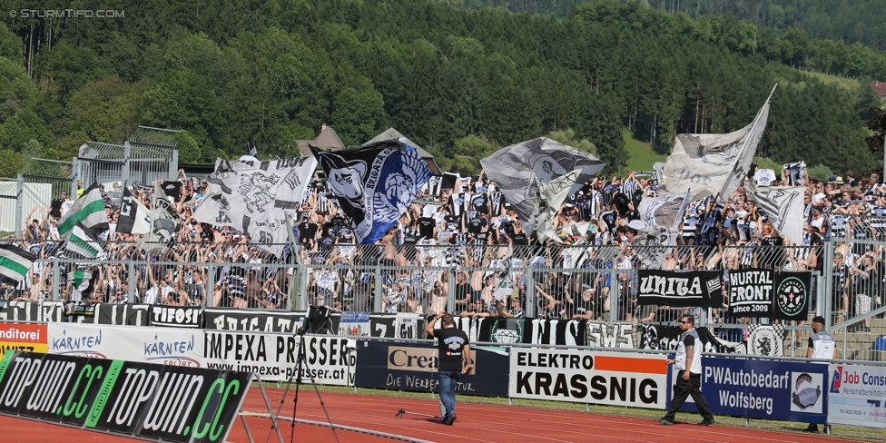 Wolfsberg - Sturm Graz
Oesterreichische Fussball Bundesliga, 36. Runde, Wolfsberger AC - SK Sturm Graz, Lavanttal Arena Wolfsberg, 28.05.2017. 

Foto zeigt Fans von Sturm
