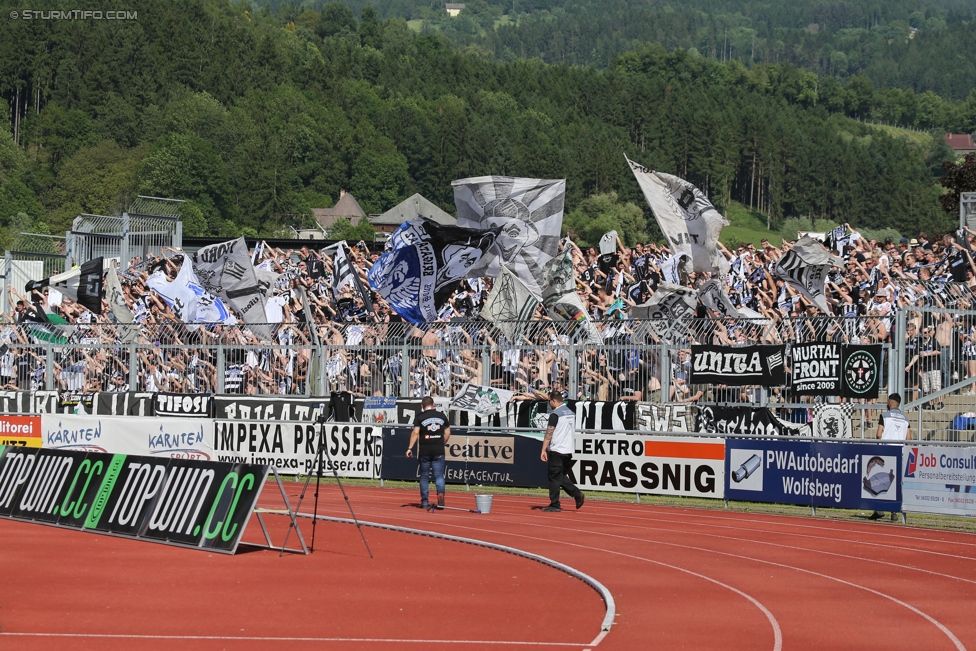 Wolfsberg - Sturm Graz
Oesterreichische Fussball Bundesliga, 36. Runde, Wolfsberger AC - SK Sturm Graz, Lavanttal Arena Wolfsberg, 28.05.2017. 

Foto zeigt Fans von Sturm
