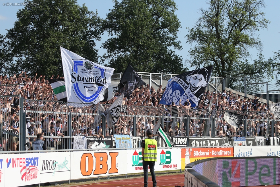 Wolfsberg - Sturm Graz
Oesterreichische Fussball Bundesliga, 36. Runde, Wolfsberger AC - SK Sturm Graz, Lavanttal Arena Wolfsberg, 28.05.2017. 

Foto zeigt Fans von Sturm
