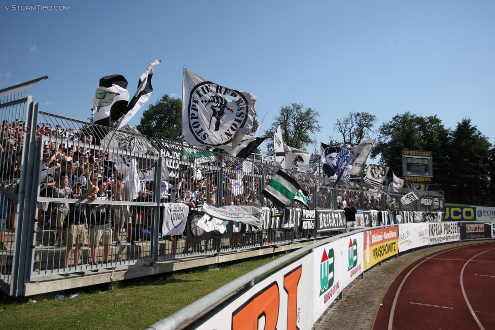 Wolfsberg - Sturm Graz
Oesterreichische Fussball Bundesliga, 36. Runde, Wolfsberger AC - SK Sturm Graz, Lavanttal Arena Wolfsberg, 28.05.2017. 

Foto zeigt Fans von Sturm
